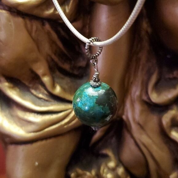 Ocean Jasper pendant with sterling silver snake chain - Picture 4 of 6